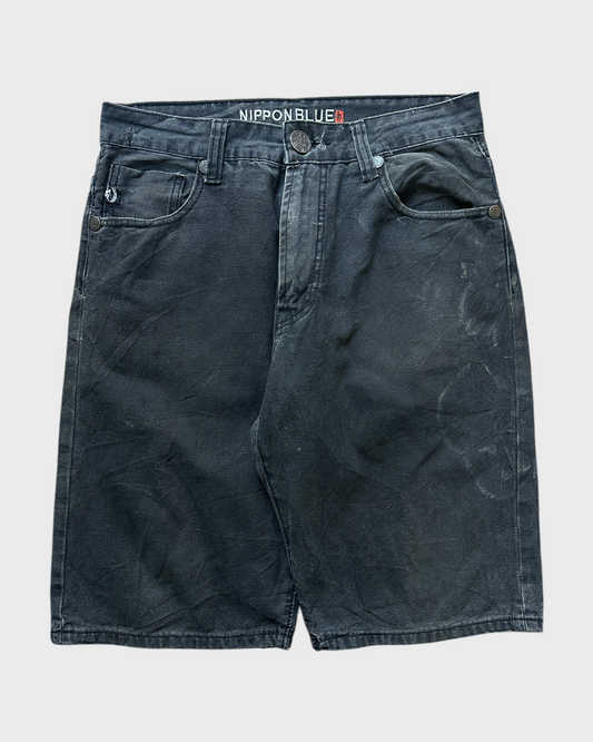 00s nippon blue embroidered denim jorts - 32”
