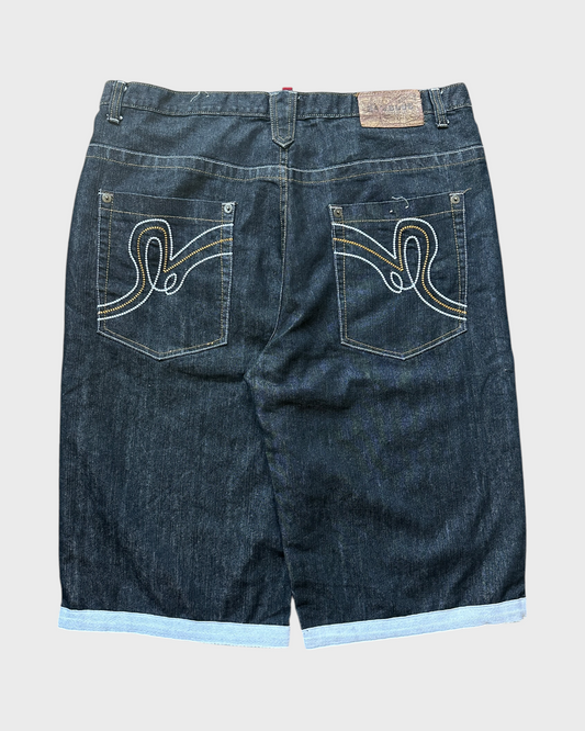 00s raw blue denim jorts - 40”
