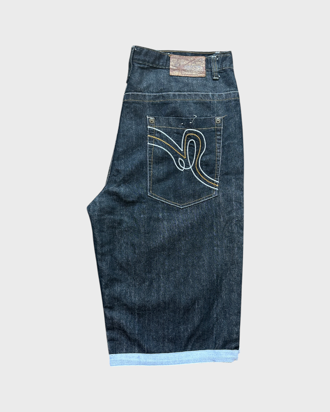00s raw blue denim jorts - 40”